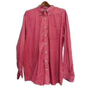 Saddlebred Tall Man Burgundy Plaid Button Down Long Sleeve Shirt 3XLT